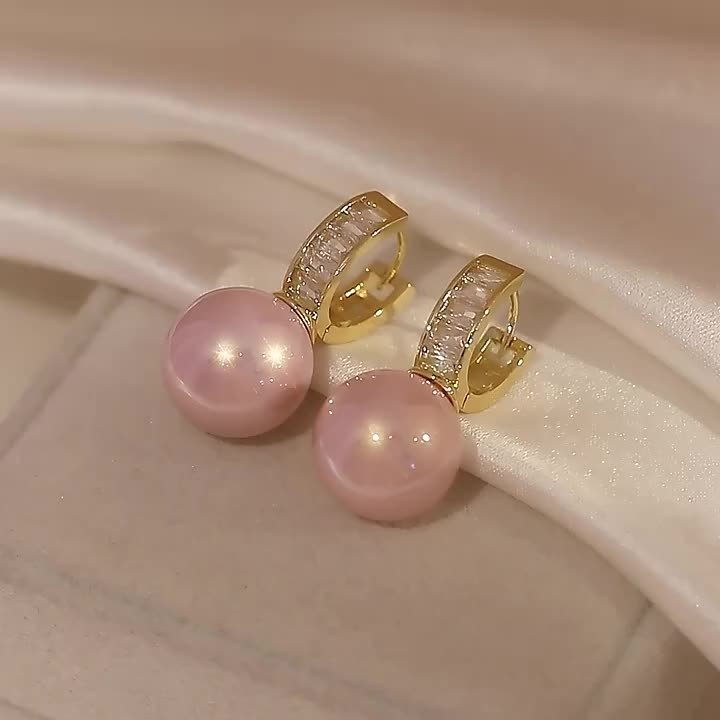 Aretes de Perlas con Circonia Imperial – Bañado en oro de 18k