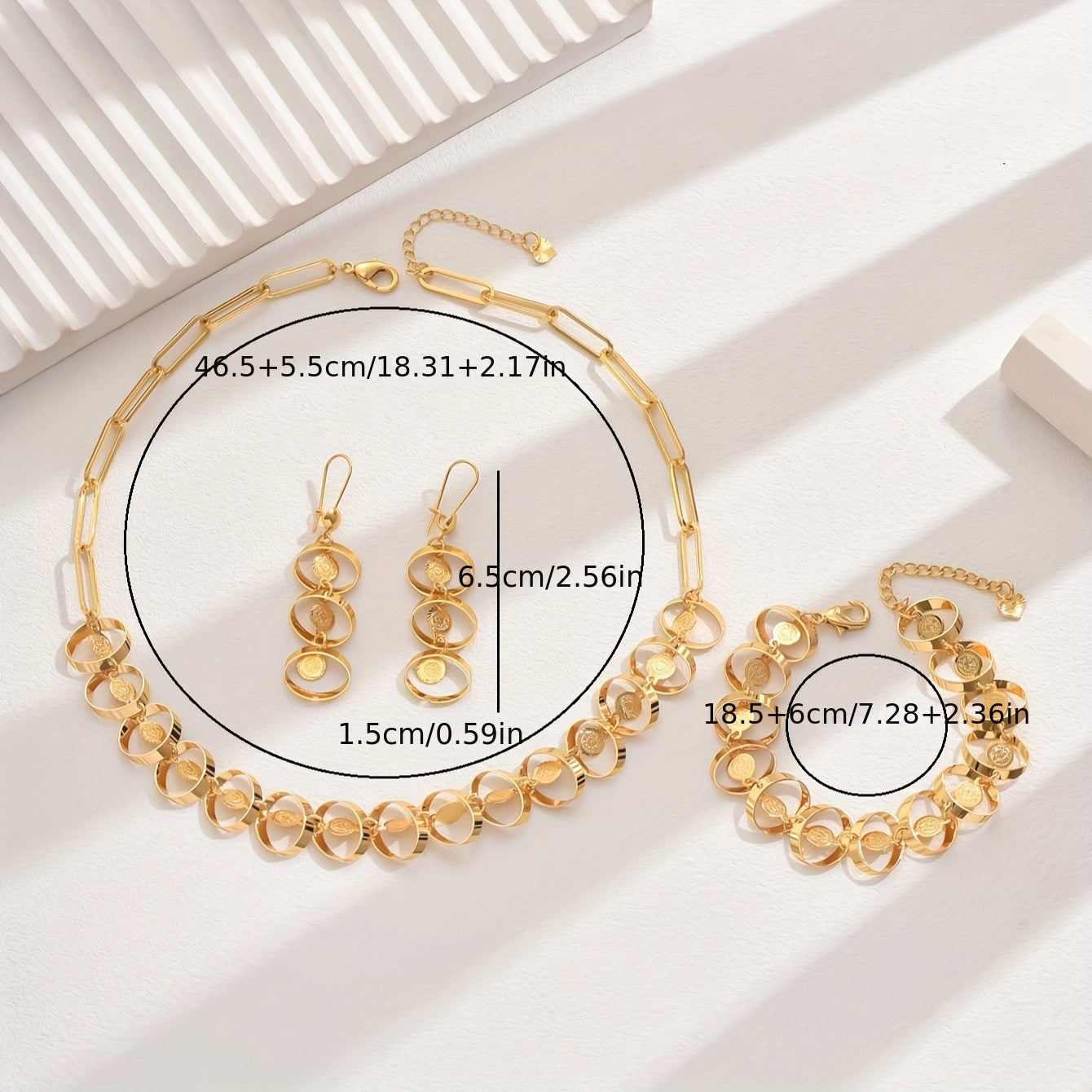 Conjunto Elegancia Moderna – Bañado en oro de 18k