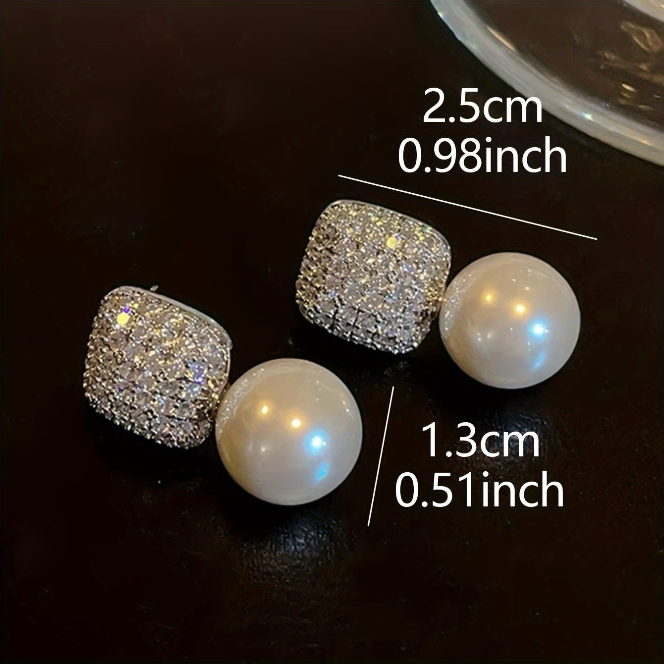 Aretes de Circonia con Colgante de Perlas Imperial
