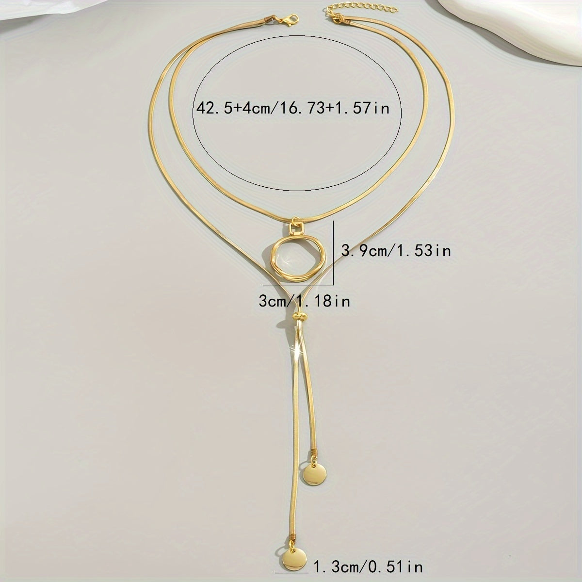 Collar Doble Y Con Colgante Elegancia Redondo - Bañado en oro de 18k