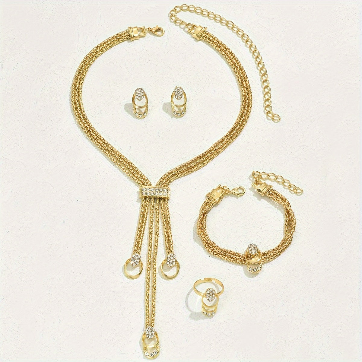 Conjunto Aurora Dorada – Brillo eterno bañado en oro de 18k