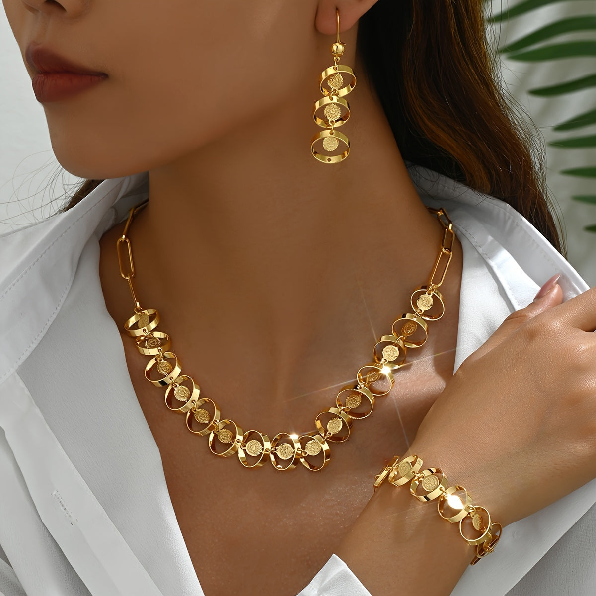 Conjunto Elegancia Moderna – Bañado en oro de 18k