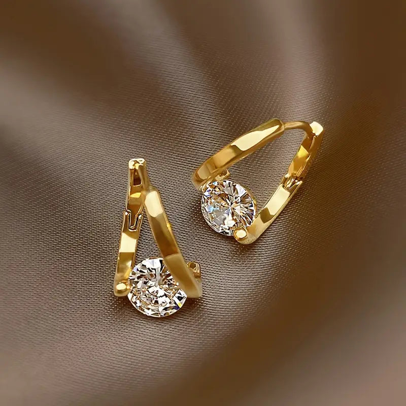 Aretes de Aro con Circonia Aura Dorada – Bañado en oro de 18k