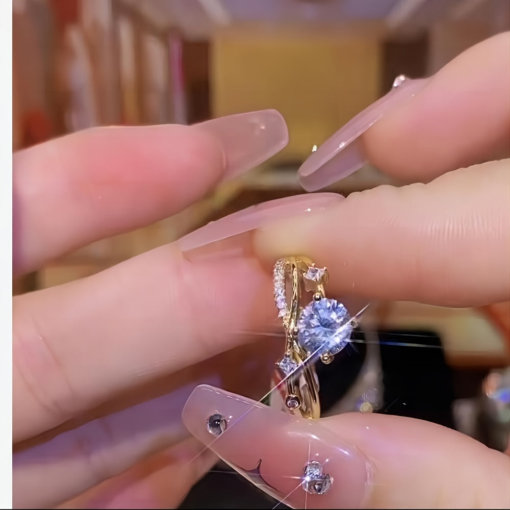 Anillo Ajustable con Circonias Plenitud - Bañado en oro de 18k
