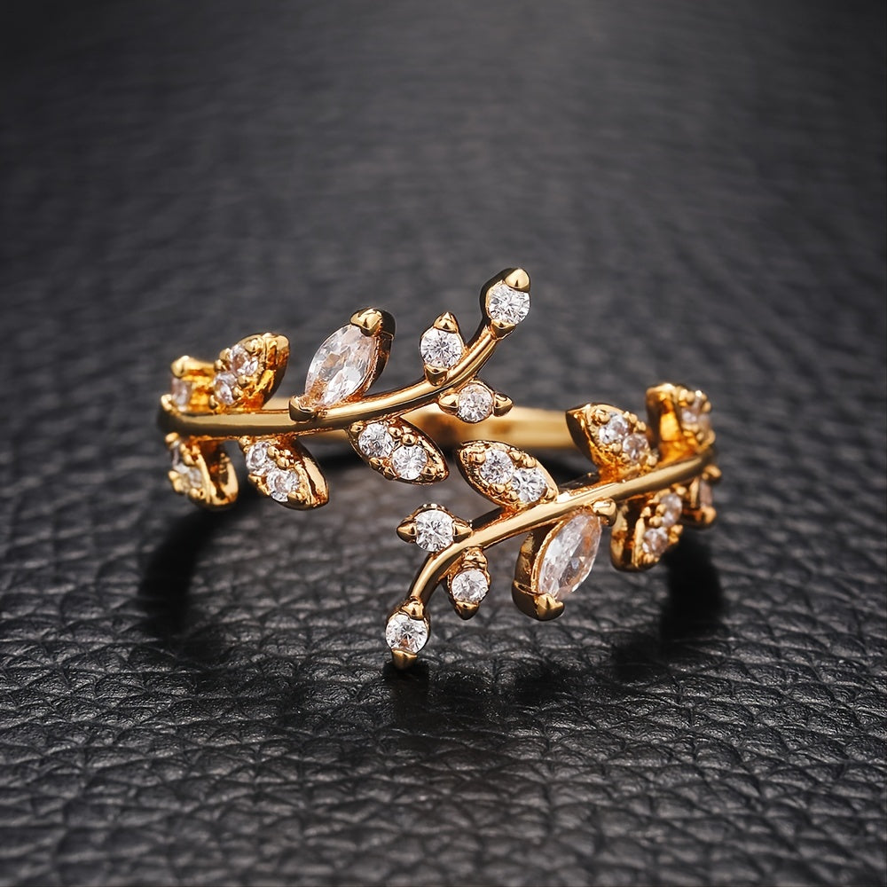 Anillo Ajustable con Petalos de Circonias Delicadeza - Bañado en oro de 18k