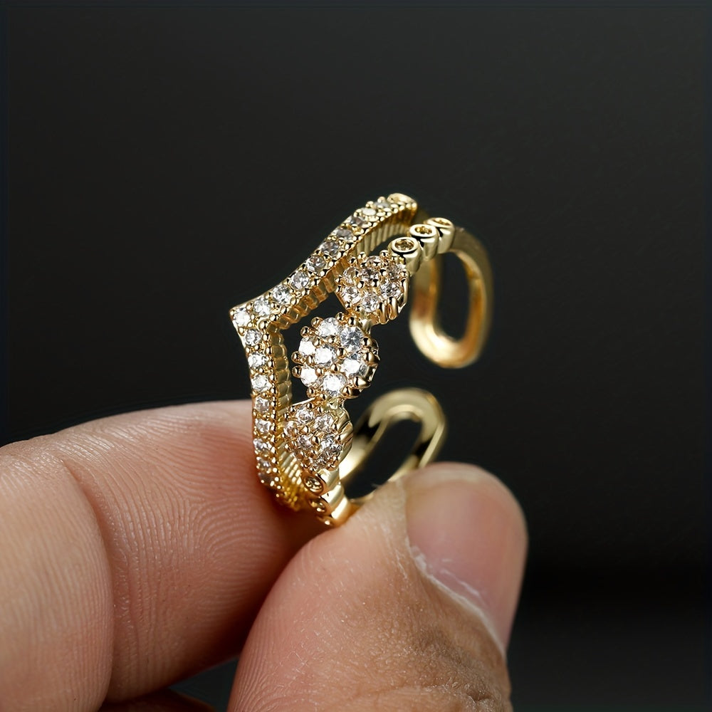 Anillo Ajustable con Circonias Plenitud - Bañado en oro de 18k