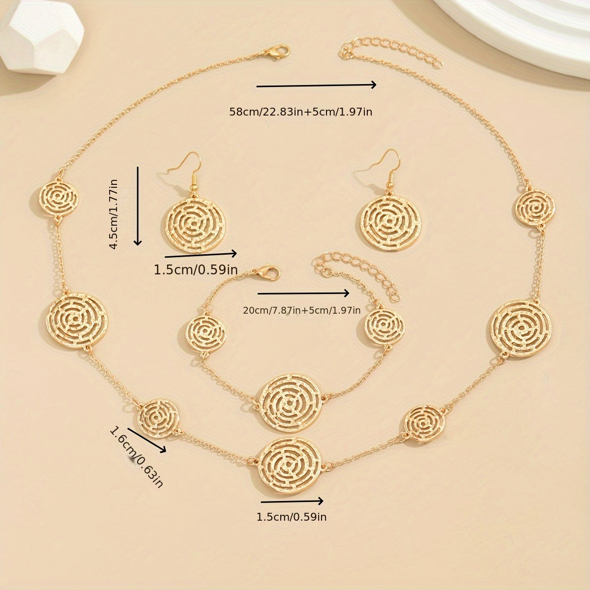 Conjunto Reina Circular – Lujo intemporal bañado en oro de 18k