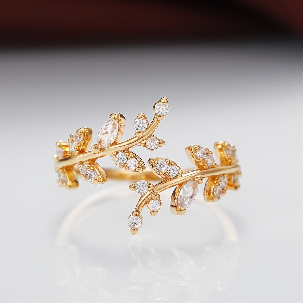 Anillo Ajustable con Petalos de Circonias Delicadeza - Bañado en oro de 18k