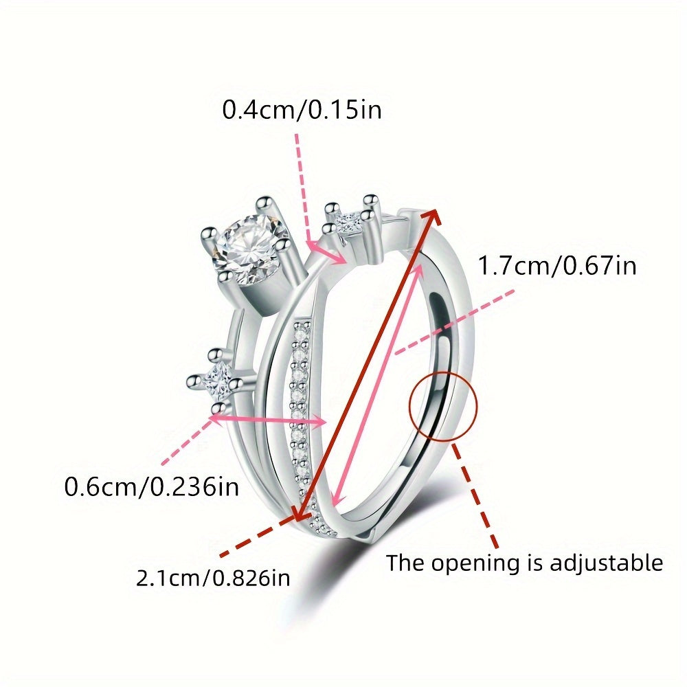 Anillo Ajustable con Circonias Alma Fina - Bañado en oro de 18k
