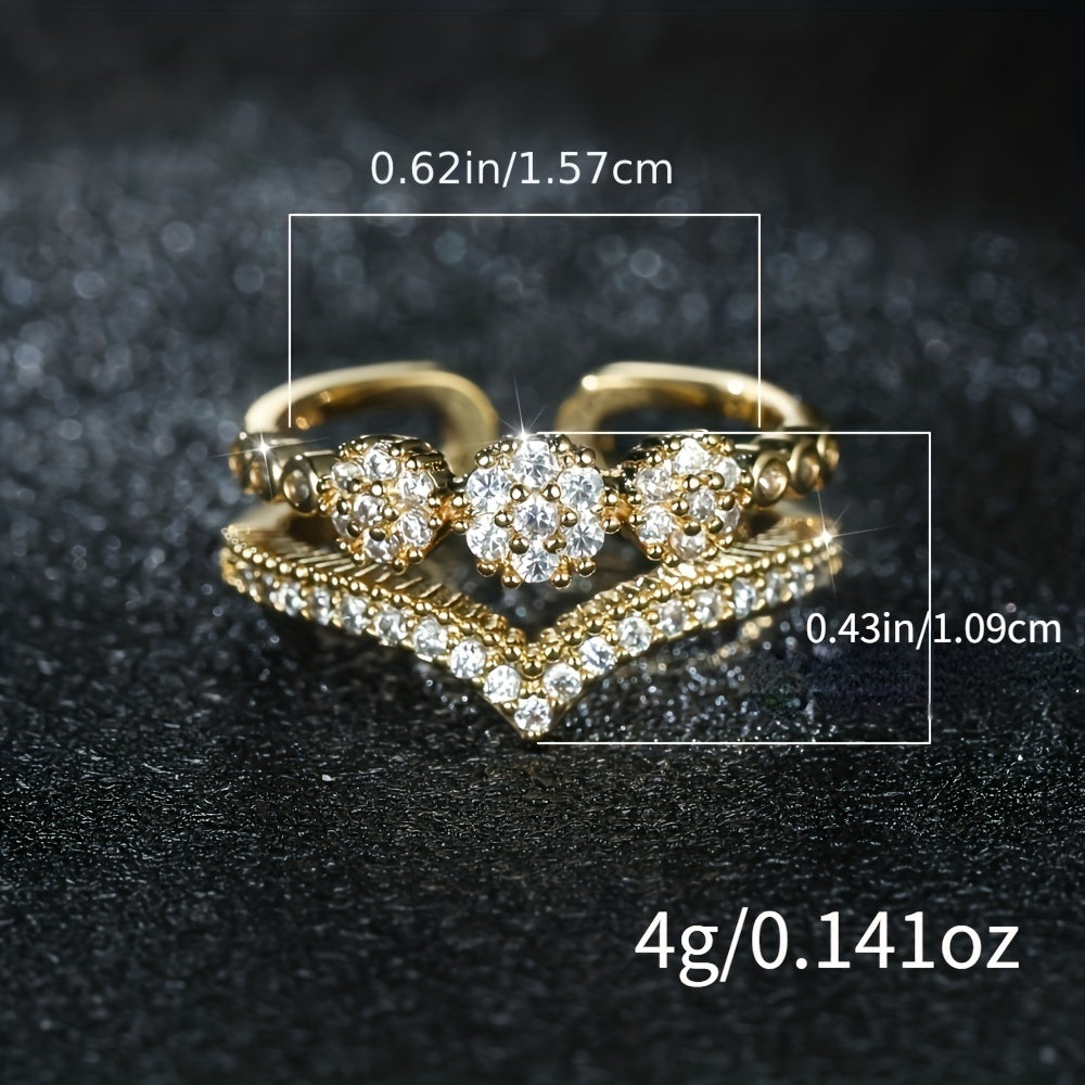 Anillo Ajustable con Circonias Plenitud - Bañado en oro de 18k