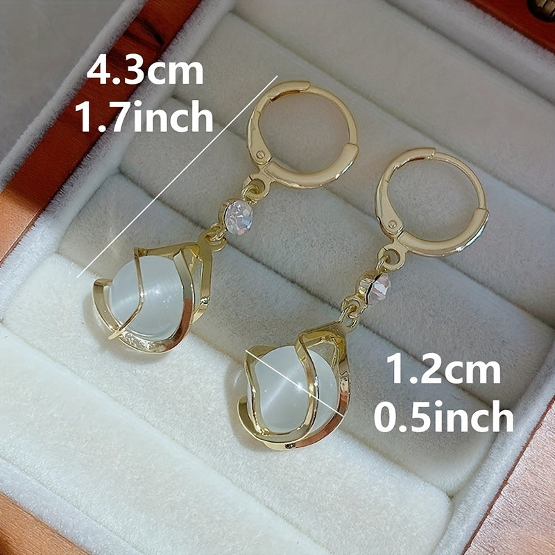 Aretes de Aro con Colgante de Perlas – Bañado en oro de 18k