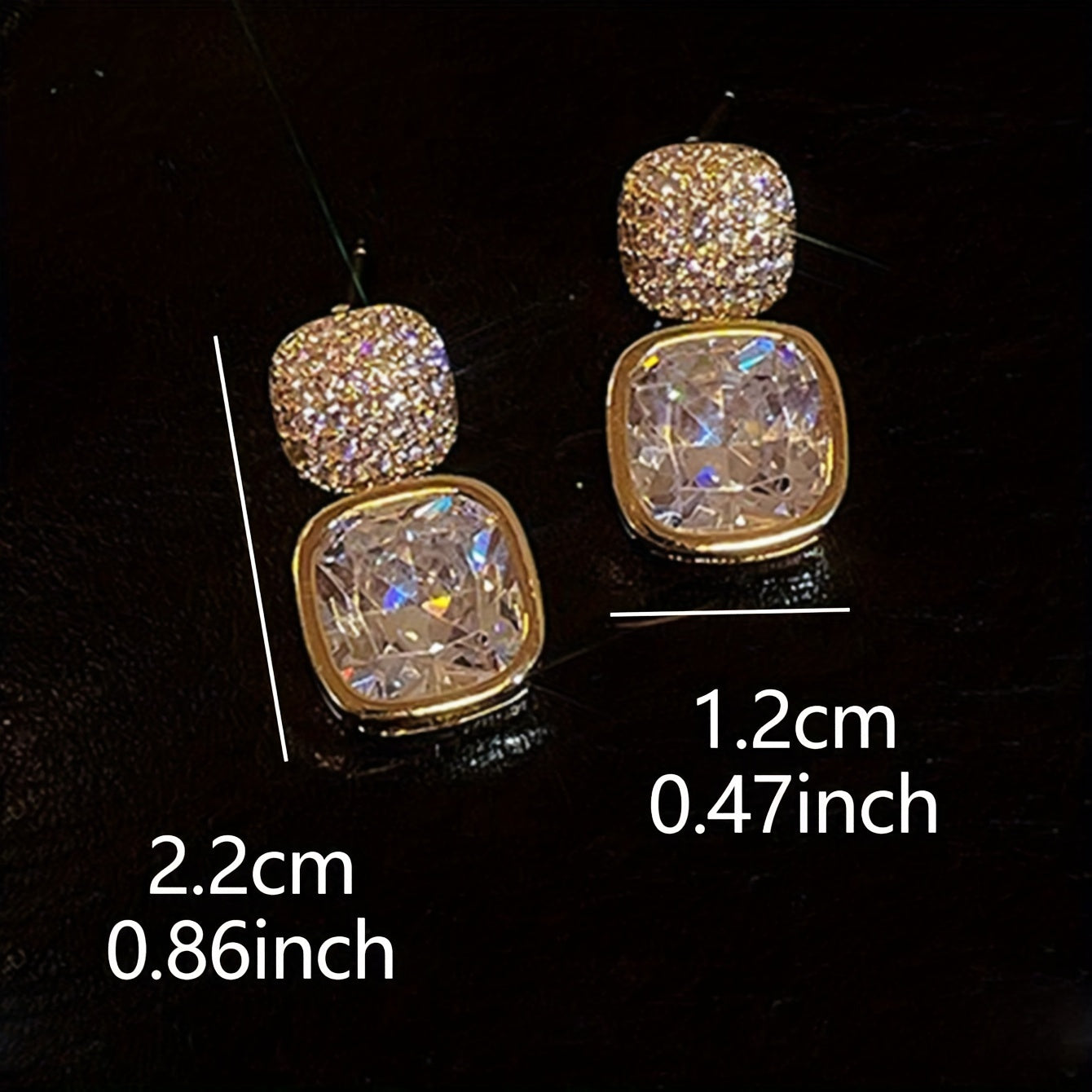 Arete de Circonia con Colgante de Cristal Imperial – Bañado en oro de 18k