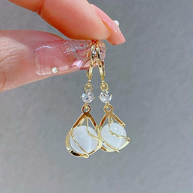 Aretes de Aro con Colgante de Perlas – Bañado en oro de 18k