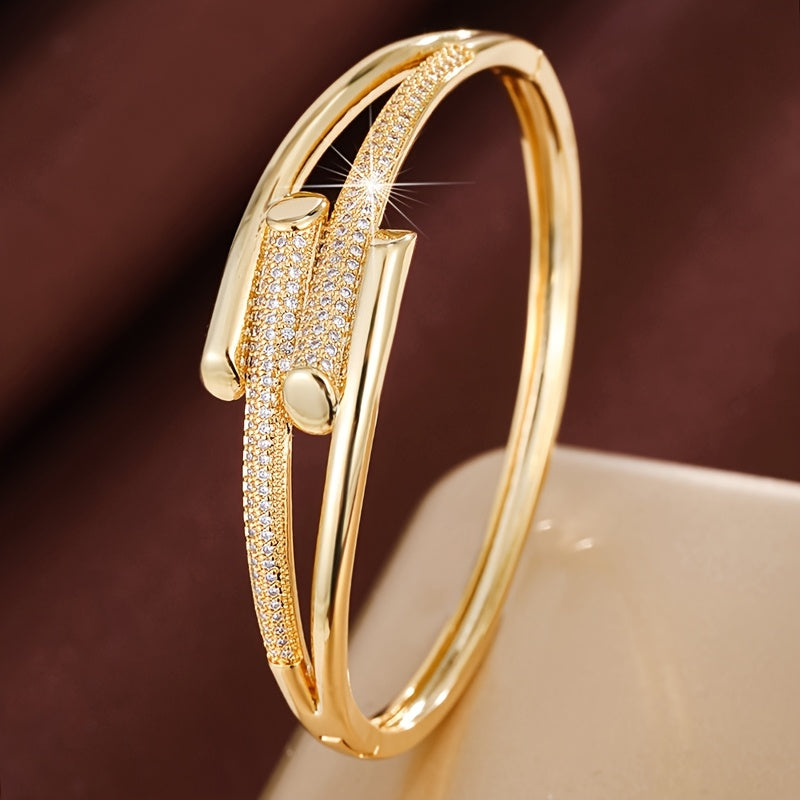 Pulsera con Circonitas Virtud Clásica - Bañado en oro de 18k