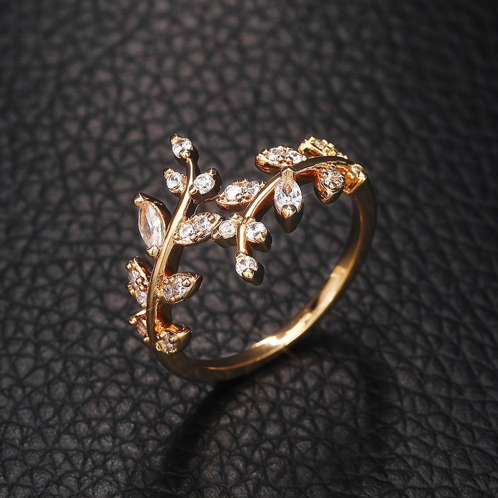 Anillo Ajustable con Petalos de Circonias Delicadeza - Bañado en oro de 18k