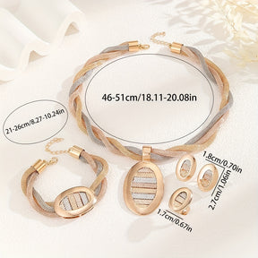 Conjunto de Joyería Ovalada Tricolor Bañada en Oro de 18k