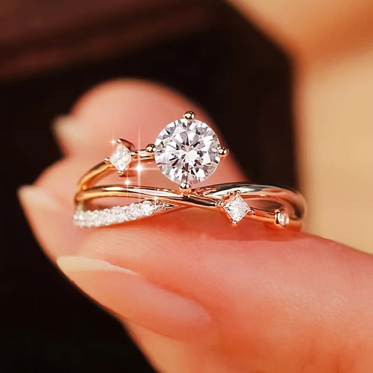 Anillo Ajustable con Circonias Alma Fina - Bañado en oro de 18k