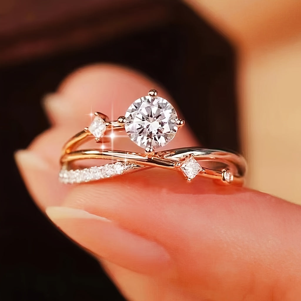 Anillo Ajustable con Circonias Alma Fina - Bañado en oro de 18k