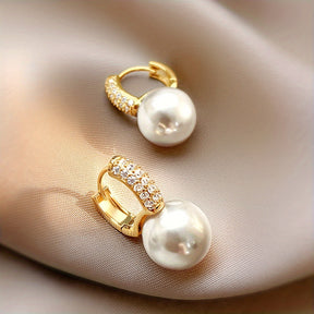 Aretes de Perlas con Circonia Pura Distinción – Bañado en oro de 18k