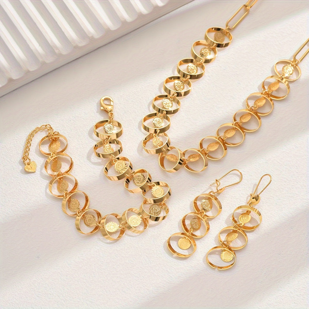 Conjunto Elegancia Moderna – Bañado en oro de 18k