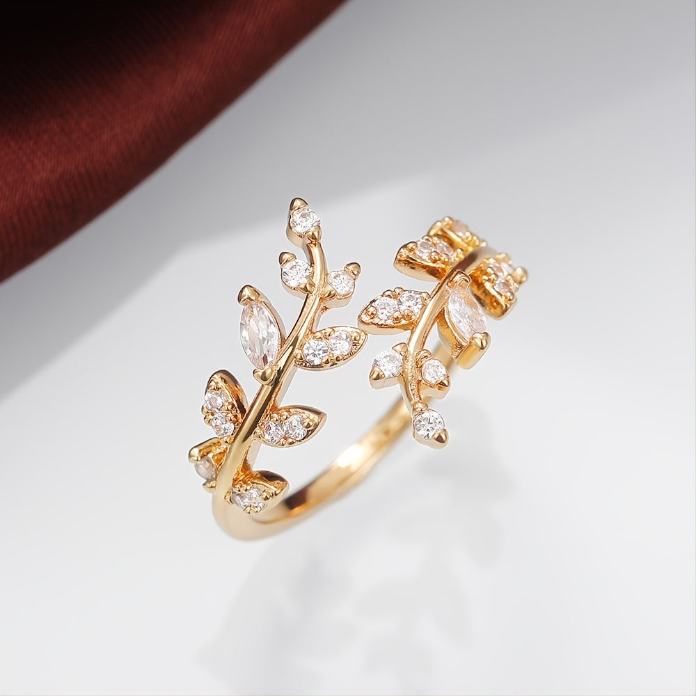 Anillo Ajustable con Petalos de Circonias Delicadeza - Bañado en oro de 18k