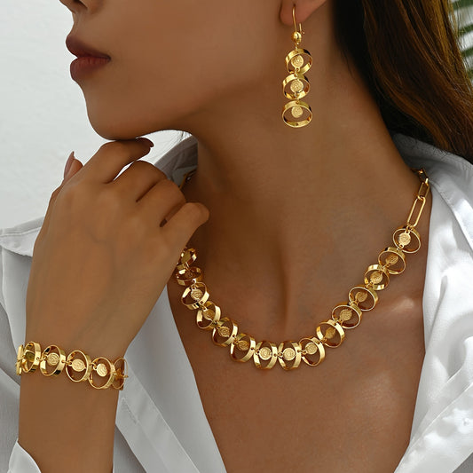 Conjunto Elegancia Moderna – Bañado en oro de 18k