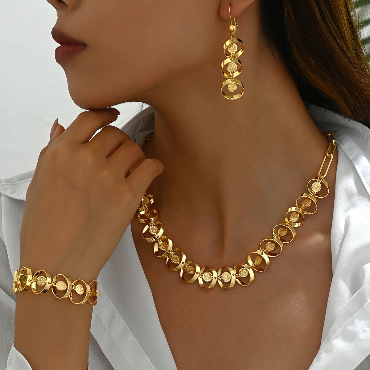 Conjunto Elegancia Moderna – Bañado en oro de 18k
