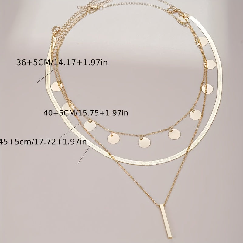 Collar Triple con Congante de Oro Gala Real - Bañado en oro de 18k