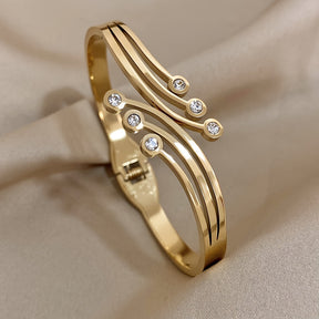 Pulsera con Circonitas Blanca Aurora - Bañado en oro de 18k