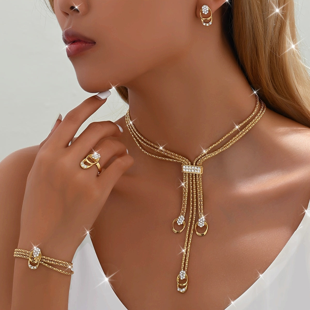 Conjunto Aurora Dorada – Brillo eterno bañado en oro de 18k