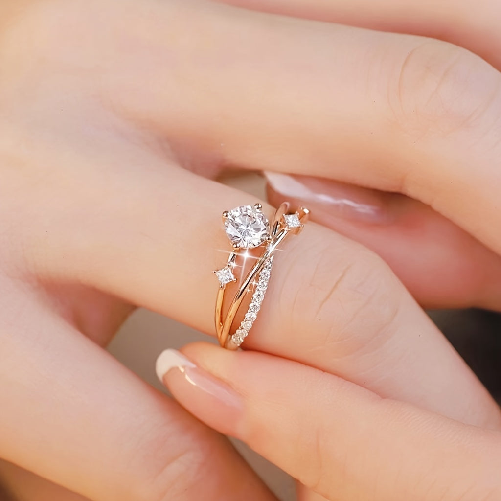 Anillo Ajustable con Circonias Plenitud - Bañado en oro de 18k
