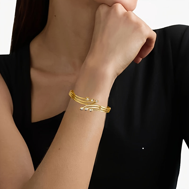 Pulsera con Circonitas Blanca Aurora - Bañado en oro de 18k