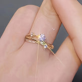 Anillo Ajustable con Circonias Alma Fina - Bañado en oro de 18k