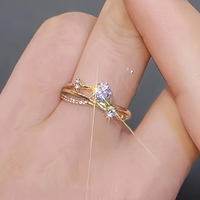 Anillo Ajustable con Circonias Alma Fina - Bañado en oro de 18k