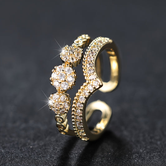 Anillo Ajustable con Circonias Plenitud - Bañado en oro de 18k